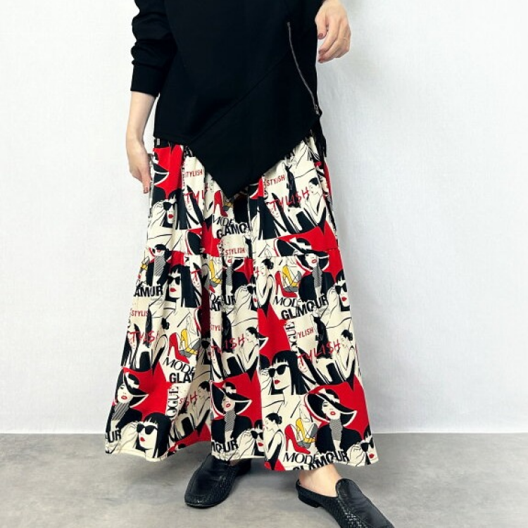 【再入荷】大人気！レトロモダン柄スカート